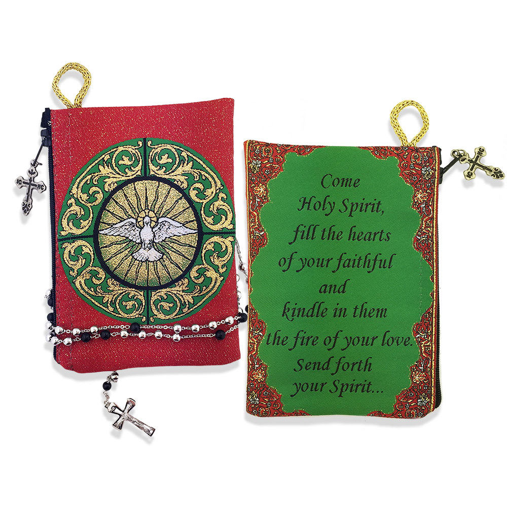 Saint Michael & Guardian Angel Reversible Tapestry Rosary Pouch – Keepsake Holder