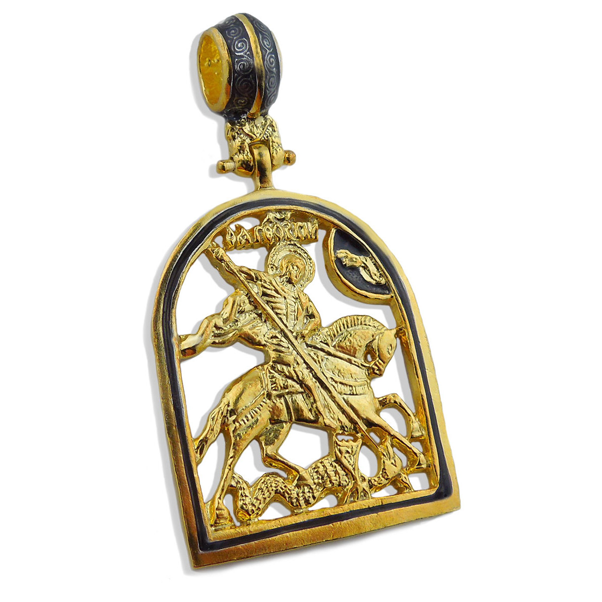 AD 17 GG Silver 925 Gold Plate St George Icon Pendant Medal NEW 1 3 4 x1