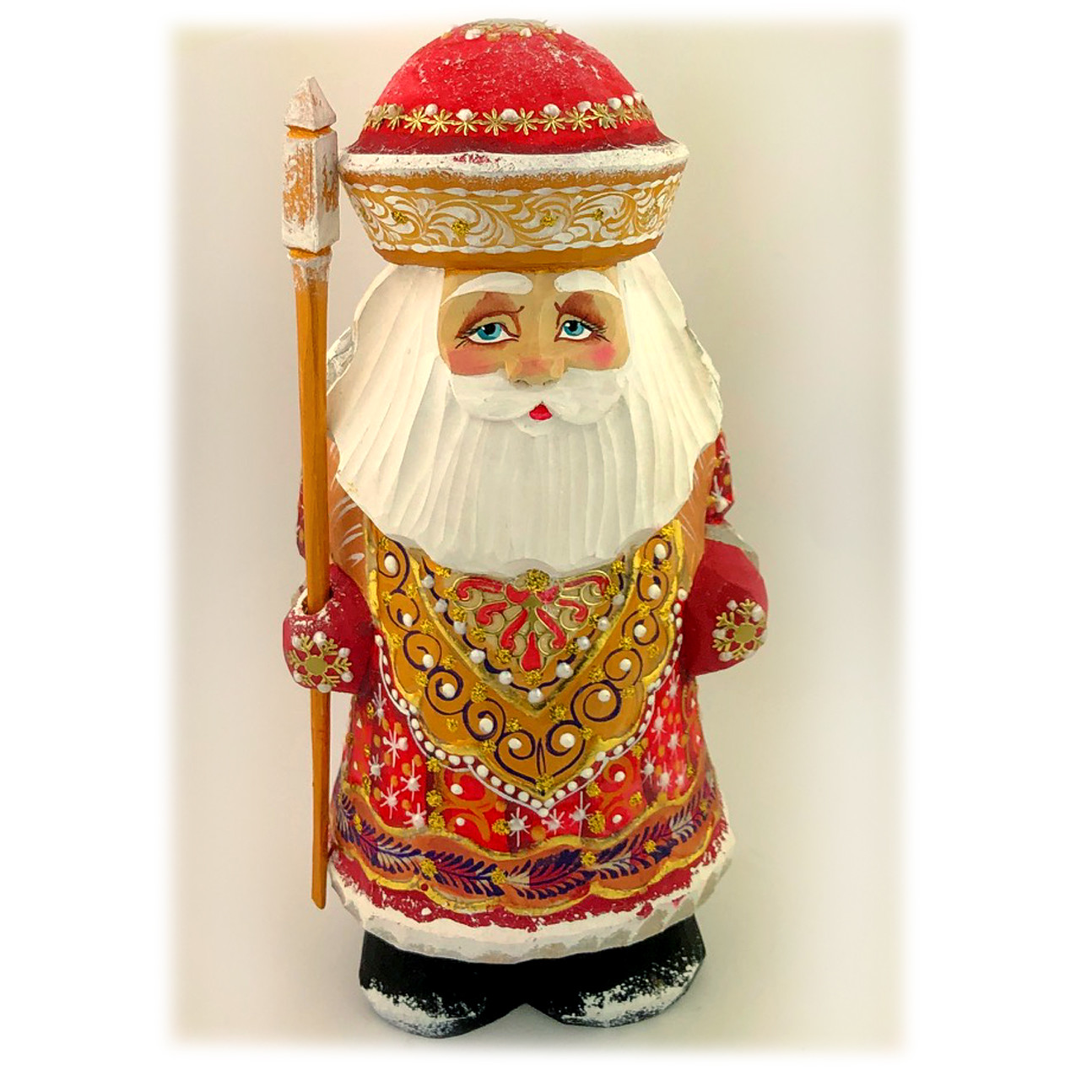 Russian Wooden Santa Claus Father Frost Christmas Ornament Hand Painted 4/" Blue