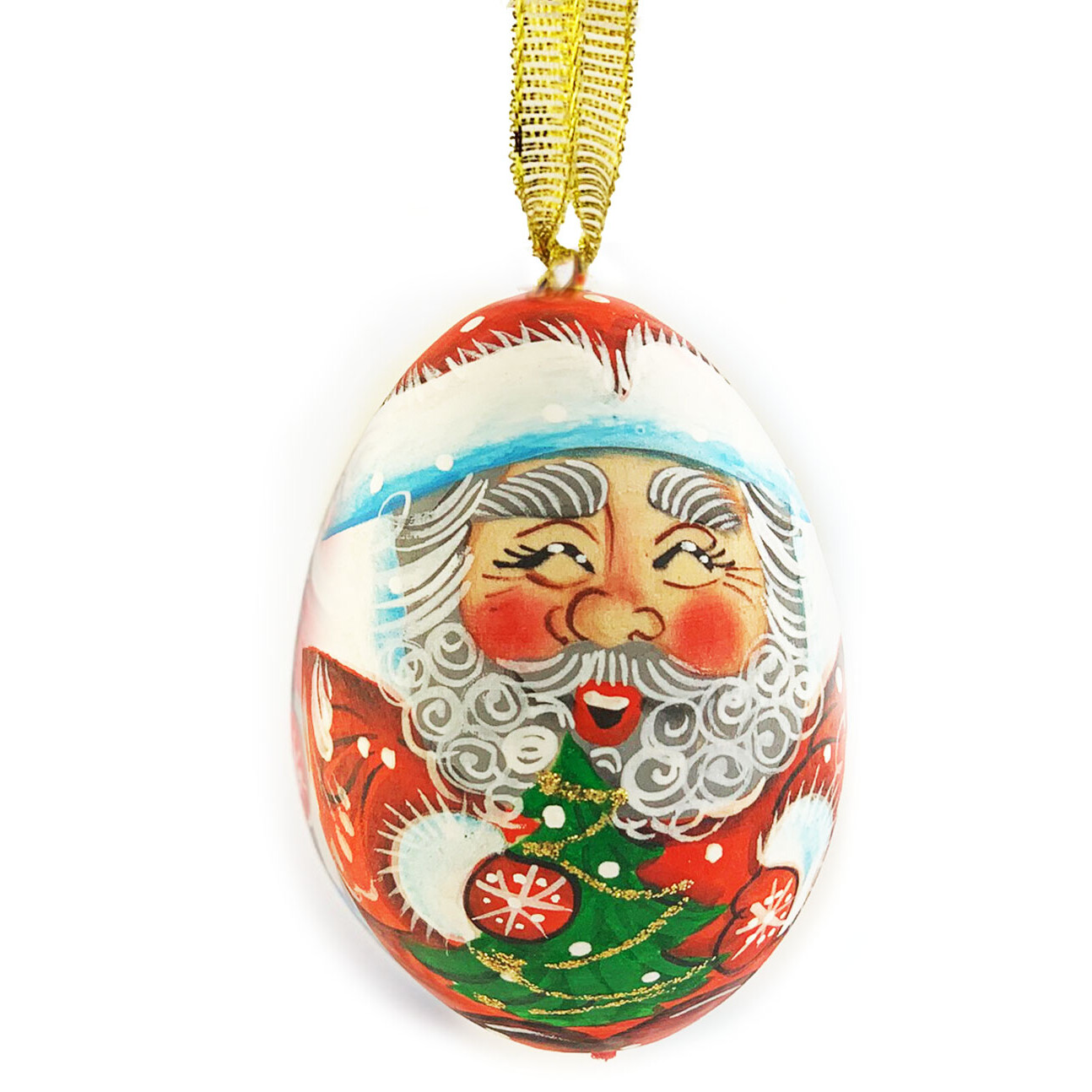 100 013 Hand Carved And Painted Russian Christmas Ornament Snowman