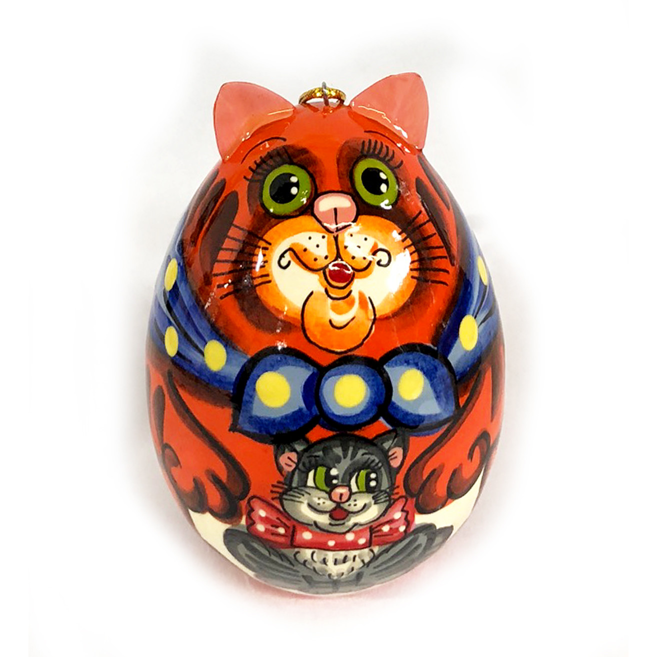 100-013 Hand Carved and Painted Russian Christmas Ornament Snowman 2 1/4 Inch