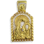 AD-15G Virgin of Kazan Icon Pendant Sterling Silver 925 Gold Gilding 1 3/4"x1" NEW