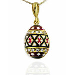 8744 Pysanka Style Egg Pendant Faberge Style Sterling Silver 925 Gold Plated Swarovki Stones NEW!