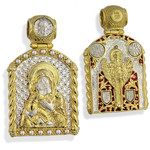 AD-16 Virgin of Vladimir St Michael Icon Pendant Sterling Silver 925 14kt Gold Gilding 1 1/2"x8/8" NEW!!