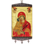 TL22 Virgin Of Vladimir Tapestry Icon Banner Large 17"x8"