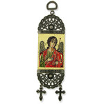 TST28 Saint Michael Icon Tapestry Textile Art 7"x2"