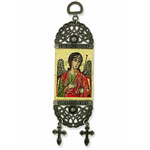 TST28 Saint Michael Icon Tapestry Textile Art 7"x2"