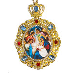 M-8-NA Nativity of Christ Jeweled Faberge Style Icon Pendant With Chain to Hang Gift Boxed