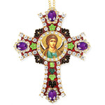 CR-4R-48 Jeweled Wall Icon Cross St Michael Enameled Room Wall Decoration 6"