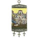 TMT90 Marriage at Cana  Icon Banner Tapestry Textile Art 9 3/4"x3 7/8"