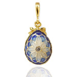 8409-B Reversible Faberge Style Egg Pendant NEW! Sterling Silver 925 18kt Gold Gilded