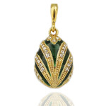 8468-G Faberge Style Egg Pendant Sterling Silver 925 Gold Gilded 18kt