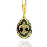 8479-G "fleur de lis" Sterling Silver 925 18kt Gold Gilding  Faberge Style Egg Pendant