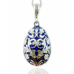 8680-SB Faberge Style Egg Pendant Sterling Silver 925 Swarovsky NEW!