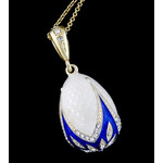 8753-W Faberge Style Egg Pendant Sterling Silver 925 18 kt Gold Gilded NEW!