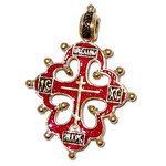 AD-34R Old Believers “Lobed” Cross  Sterling Silver Gold Plated Enameled ! Hallmarked Save Us on Back Side