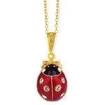 8404 Lady Bug Faberge Style Egg Pendant Sterling Silver 925 18 KT Gold Gilding NEW