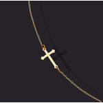 SWC468  14kt Yellow Gold  18" New Sideways Cross Necklace
