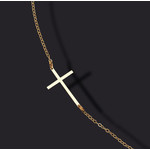 SWC600T  14kt Yellow Gold  18" New Sideways Cross Necklace