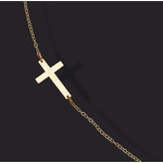 SWC630P  14kt Yellow Gold  18" New Sideways Cross Necklace