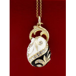 8430BLW  Faberge Style Egg Pendant Sterling Silver 925 18kt Gold Gilding