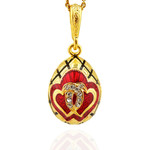 8484 Hearts Faberge Style Egg Pendant Sterling Silver 925  18kt Gold Finish NEW !!