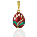 8652-R  Lilies of the Valley Faberge Style Egg Pendant NEW