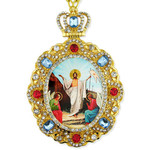 M-8-R Resurrection Of Christ Icon Pendant Jeweled Frame NEW!!!