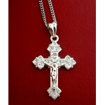 S691CRRH-S1724-18 Crucifix Sterling Silver Cross 1 1/4"x3/4" With Silver Chain 18"