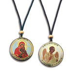 SF-793 St Ann & Guardian Angel Reversible Icon Pendant on Rope To Hang NEW!