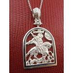 AD-17 Sterling Silver 925 St George Icon Pendant Medal  NEW 1 3/4"x1"