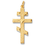 GP640FLDM Three Barred Sterling Silver 24Kt Gold Plated Cross 1 1/4" including Bail NEW