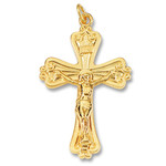 GP681CR Sterling Silver 24kt Gold Plated Crucifix Cross 1 1/4" including bail NEW!