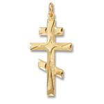 GP740DM Three Barred Sterling Silver 24kt Gold Plated Cross 1 1/2" NEW!!