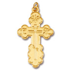 GP741 Sterling Silver 24 kt Gold Plated Three Barred Cross  1 1/2" Including Bail