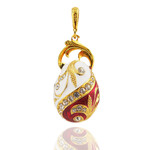 8430-RW  Faberge Style Egg Pendant Sterling Silver 935 18kt Gold Plated 1 1/2"