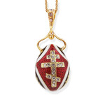 8454-RBL Sterling Silver 925 18kt Gold Plated Three Barred Cross Egg Pendant on the Back Side ICXC ( Jesus Christ)