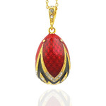 8753-RBL Faberge Style Egg Pendant Sterling Silver 925 Hand Enameled NEW