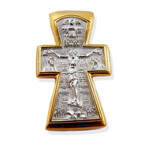 EC-10 Sterling Silver 925 22kt Gold Plate Crucifix & Baptism Of Christ 1 1/4"x3/4"