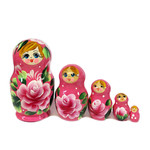 200-679RF Matreshka 5 Nested Doll Hand Painted  4"x2 1/2"
