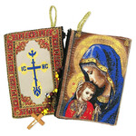 TIP5 Madonna Caressing the Christ Child  Rosary Pouch 5 3/8"x4" NEW!!