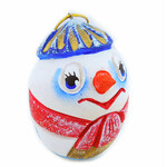 100-015 "Snowman" Wooden Hand Carved Hand Painted 3 1/4"x2"