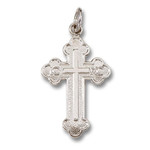 S644RH  Sterling Silver Cross with High Polish Rhodium Finish 1 1/8 inch