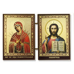 IR-30A  Mini Diptych Virgin Mary of Kazan & Christ the Teacher 3"x5 1/4"