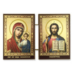 IR-30A  Mini Diptych Virgin Mary of Kazan & Christ the Teacher 3"x5 1/4"