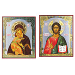 IR-369-382 Matching Set Virgin of Kazan Christ Large 15 7/8"x13 1/8"