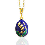 8652-B Lilies of the Valley Faberge Style Egg Pendant NEW