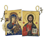 TIP8  Virgin of Perpetual Help & Christ The Teacher  Rosary Icon Pouch 5 3/8"x4" NEW!!