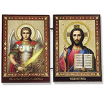 IR-30A  Mini Diptych Virgin Mary of Kazan & Christ the Teacher 3"x5 1/4"