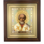IR-754 St Nicholas Icon Wood  Framed Glass  Icon NEW!  8"x7